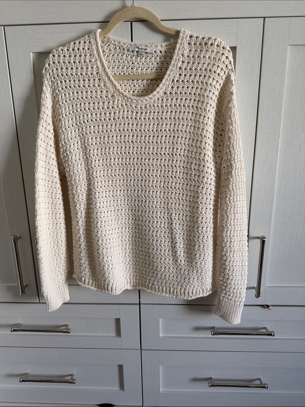 Madewell Cream Open-Weave Scoop Neck Sweater